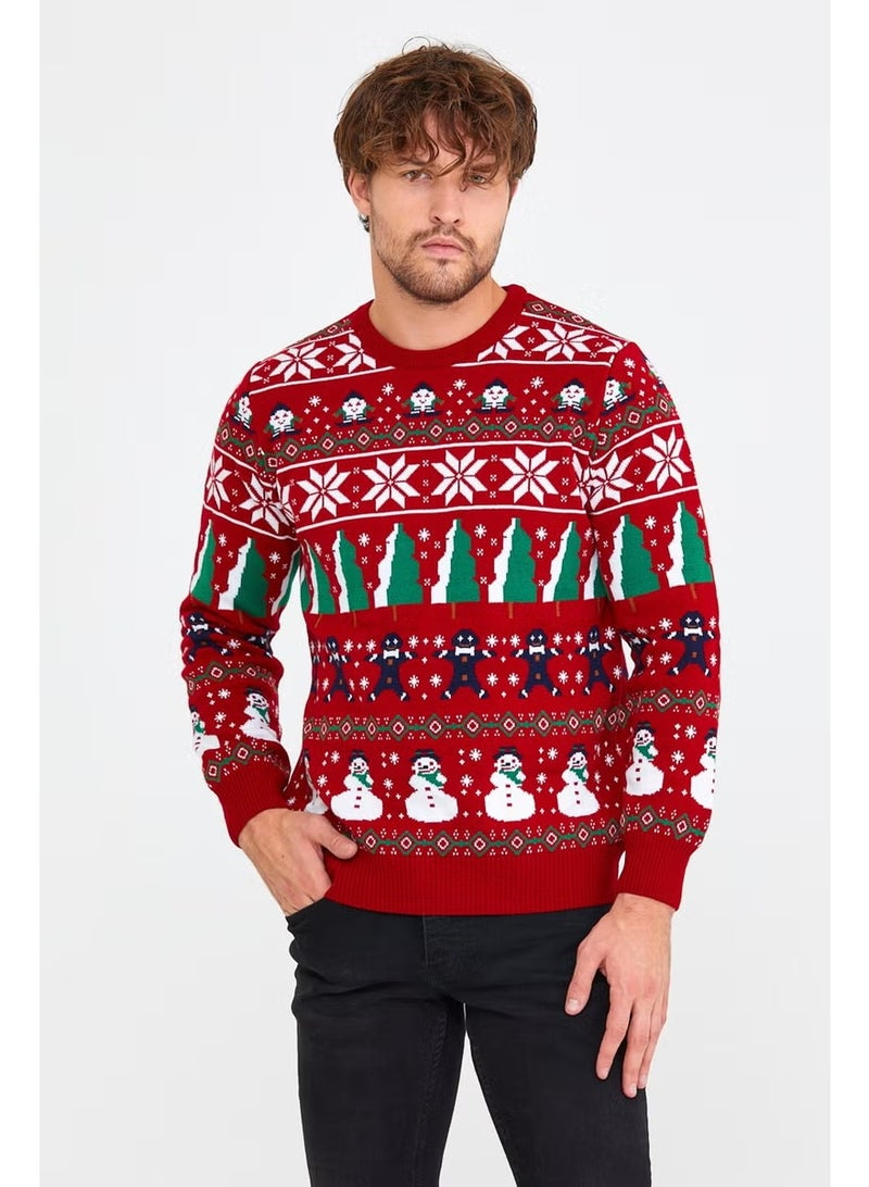 Cool Tarz Cool Style Red-Green Men's Christmas New Year Sweater - Image 3
